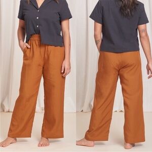 Tradlands Paloma Linen Blend Pants in Sienna Brown size Medium Orange